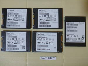 管理番号　T-04273 / SSD / SanDisk / 2.5インチ / 128GB / 5個セット / レターパック発送 / データ消去済み / ジャンク扱い