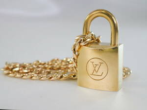 【送料無料】Louis Vuitton ルイヴィトン ゴールド パドロック ネックレス ゴールド喜平ネックレス付