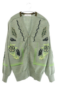 トーガ プルラ TOGA PULLA 22AW High Gauge Knit Cardigan ハイ ゲージ ウール ニット カーディガン TP22-XO202 36 緑 グリーン 230709/103