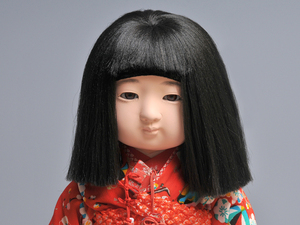 市松人形 日本人形 全長：47.5㎝ ガラスケース付 和人形 現代工芸　　z3095