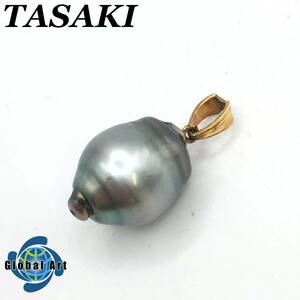 ★E04527/TASAKI タサキ/本真珠/ペンダントトップ/金具 K18/オーバル/パール 幅 約11㎜/総重量 約3.1g/グレー系