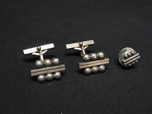 1円 GEORG JENSEN ジョージ ジェンセン SV925 カフリンクス カフスボタン ピンブローチ 2点セット メンズ シルバー系 AW9171