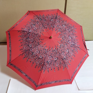 レトロ　花がら 折りたたみ傘　女性用　50cm　ジャンプ傘　