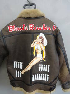 B-3フライトジャケット/Blonde BomberⅡ/ハンドペイント/G-1/A-2/良品