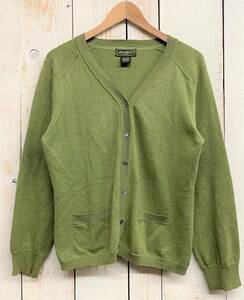 EDDIE BAUER エディーバウアー エディバウアー ＊CASHMERE カシミヤ 混 ＊ニット カーディガン ＊PETITE L size ＊グリーン ＊シンプル