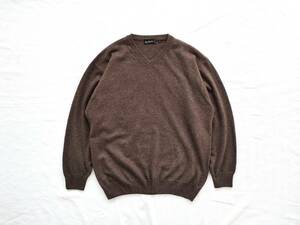 90s00s Euro Vintage カシミヤ100% イタリア製 浅Vネック◎ ブラウン 丸首 Italy L 48~50 ニット カーディガン Euro Vintage 60s70s80s