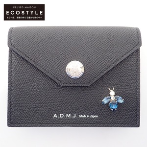 美品 A.D.M.J. Accessoires De Mademoiselle ADMJ 21SC030307 ワープロルクス/ザ・ビー カードケース BLACK レディース