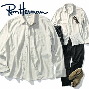 【Ron Herman】シンプルさが光る大人好みの上質ネルシャツ◎!!RHC ロンハーマン レギュラーカラーフランネルシャツ LSコットンオフ白シャツ