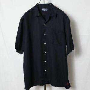 90s Vintage Polo RalphLauren CALDWELL L Black 90年代 ポロ ラルフローレン 黒 オープンカラーシャツ 半袖 ブラック ヴィンテージ 3