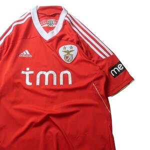 ポルトガルリーグ! adidas SLベンフィカ 2011 / 2012 tmn SAGRES サッカー ゲームシャツ ユニフォーム 半袖 レッド 赤 M メンズ 古着 希少