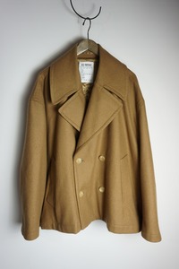 美品 正規 21AW HED MAYNER ヘドメイナー CROPPED PEA COAT クロップド Pコート ウール ダブル ショート コート キャメル茶S 本物209O▲