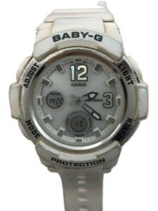 CASIO◆ソーラー腕時計・Baby-G/デジアナ/ラバー/SLV/WHT