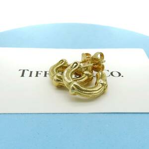 極希少 美品 Tiffany&Co. ヴィンテージ ティファニー イエローゴールド バンブー フープ ピアス 750 K18 AA264