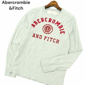 Abercrombie&Fitch アバクロンビー＆フィッチ 通年 ロゴワッペン★ 長袖 カットソー ロンTシャツ Sz.M　メンズ グレー　A4T02019_2#F