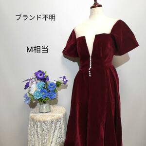 ブランド不明　極上美品　ドレス　ワンピース　パーティー　ワインレッド色系　М相当