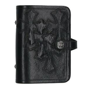 クロムハーツ Chrome Hearts AGENDA FRNT4CEMECROSS/アジェンダ セメタリークロスパッチクロスボールボタン手帳カバー 中古 OS06