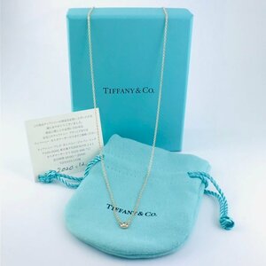 【77】 Tiffany & Co. ダイヤモンド バイザ ヤード シングル ペンダント ネックレス エルサ ペレッティ ローズゴールド 2.1ｇ 41㎝ (615)