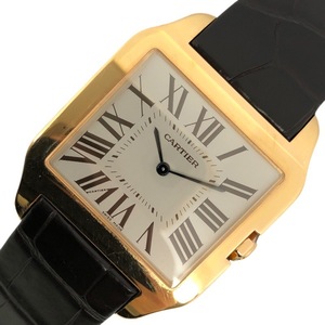 カルティエ Cartier サントス デュモン LM W2006951 グレー K18PG/革ベルト 腕時計 メンズ 中古