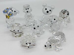 1円 スワロフスキー SWAROVSKI 置物 クリスタル オブジェ インテリア クマ セントバーナード アヒルネズミ プードル ハリネズミ イヌ 