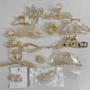 新品・未使用品 ４◆まとめて ヘアクリップ バンズクリップ 髪留めバレッタ しっかりホールド まとめ髪 ヘアアクセサリー デザイン様々◆L2