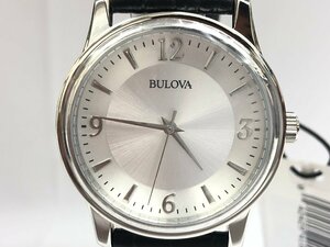 送料無料 新品未使用品 電池交換済み BULOVA ブローバ 96A28 腕時計 シルバー文字盤 純正ベルト レザー メンズ 腕回り:20cm