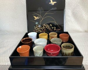 【 全国 名窯 贅沢 おちょこ コレクション No,１】 螺鈿 漆塗 文箱 益子 堤 波佐見 瑞芝 小岱 大谷 萬古 小久慈 真朱 布志名 等 酒器 由17