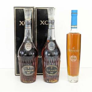 1円〜/カミュ CAMUS XO ロングネック 700ml 40% 2本 箱/Hennessy by Kenzo ヘネシー ケンゾー 青キャップ 350ml 40%/3本セット