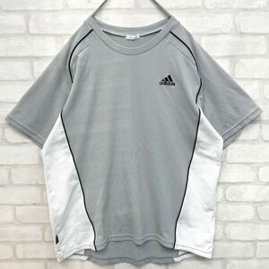 【スポーツ素材】adidas アディダス Clima365 Tシャツ メンズ Ｌサイズ グレー ホワイト パフォーマンスロゴ