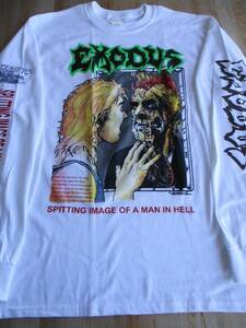 EXODUS 長袖 Tシャツ spitting image of a man in hell 白M エクソダス ロンT / slayer metallica megadeth metallica testament