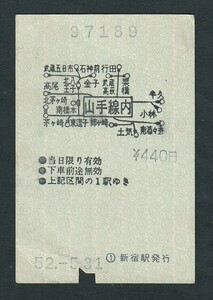 昭和５２年　　新宿駅発行　　マルス　　地図式乗車券