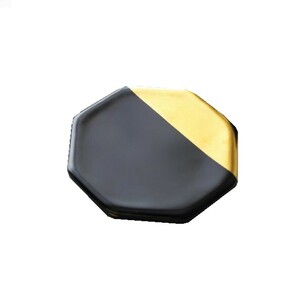 コースター 和モダン風 ブラック＆ゴールド 陶磁器製 4枚セット (八角形)