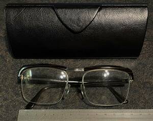 希少フランス製90sビンテージHOYAブロー型コンビ眼鏡メタル銀シルバー/マーブル黒セルフレーム90年代FRANCE製FRAMEサングラス伊達めがね80s