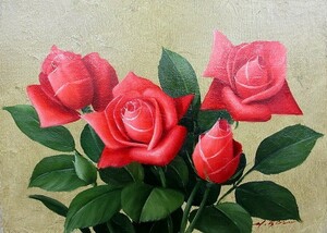 油彩画 洋画 (油絵額縁付きで納品対応可) P15号 「ばら１ 薔薇１」 安田 英明