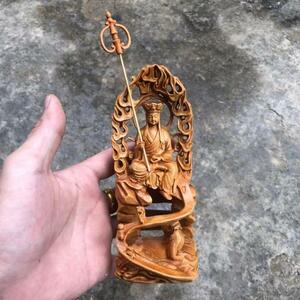 新品★極上の木彫 仏教美術 精密彫刻 仏像 地蔵菩薩像 手職人手作り 未使用