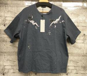 21AW LAD MUSICIAN ラッドミュージシャン BIG T SHIRT ANGEL and FLOWER 半袖Tシャツ 2221-724 サイズL グレー 天使 花柄