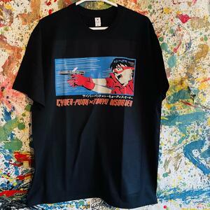 アキラ リプリント Tシャツ 半袖 メンズ 新品 個性的 黒 XL AKIRA ネオ東京 昭和レトロ アニメ ハイデザイン 金田哲夫 金田バイク