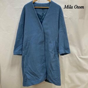 ミラ オーウェン Mila Owen チェスターコート ノーカラー ロング onesize ポリエステル BLU 無地 09FKB216001 コート コート one 無地