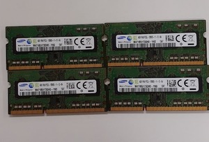 L0426-10　PCメモリ4枚セット　SAMSUNG　PC3L-12800S (DDR3L-1600)　M471B5173QH0-YK0　各4GB　計16GB