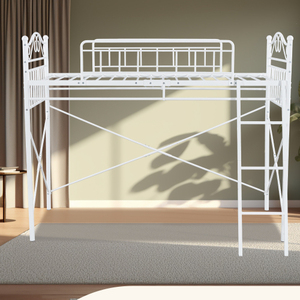 ミドルタイプベット　ベッド シングル ロング高さ2段階調節パイプ ベットベッド下収納付きフレームベッド多機能ベッドアイアンベッド 1人用