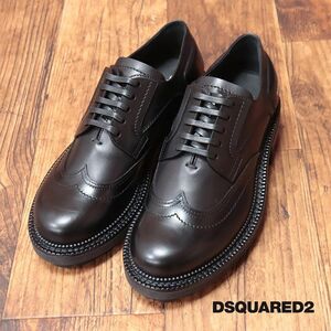 DSQUARED2/43(28-28.5cm)/レザー シューズ LUM0074 厚底ソール イタリア製 上品 モード プレッピー 新品/黒/ブラック/id299/