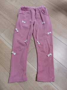 SKAPE エスケープ リボン付き 裏シャギー パンツ ピンク 120サイズ