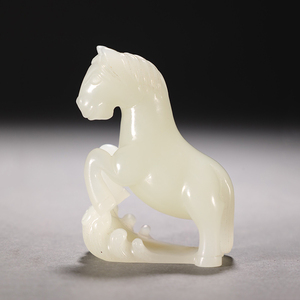  ▽鴻▽清・和田玉・白玉彫・馬彫り件 時代物 中国古美術 骨董品
