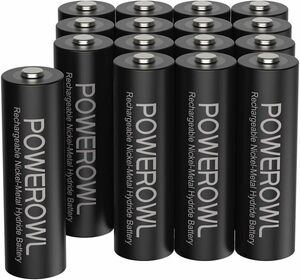 単3形16個パック Powerowl単3形充電式ニッケル水素電池16個パック PSE安全認証 自然放電抑制 環境保護(2800mA