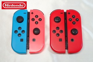 5143[M]◆任天堂 Nintendo◆Switch/純正品/Joy-Con/ジョイコン/マリオレッド/ネオンレッド/ネオンブルー/まとめて (L)(R)2点セット