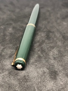 【稀少品】MONTBLANC/モンブラン レバー式ボールペン No.28 深緑軸 グリーン×ゴールド インク青色 F・中古品・ヴィンテージ アンティーク