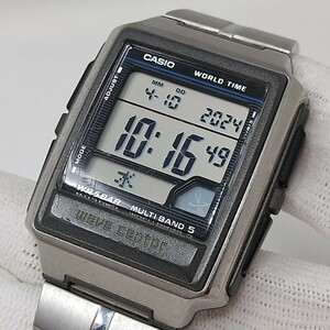 ★送料無料★ CASIO WAVE CEPTOR WV-59J 腕時計 電波時計 ◎電池交換済　中古　スレ傷、ガラス傷あり 稼働品