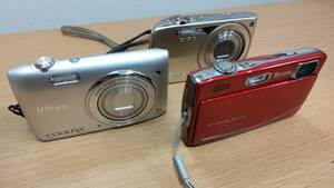 【U109089】ジャンク!! 1円出品!! デジカメ3台 おまとめ CASIO EXILIM EX-Z2300/Nikon COOLPIX S3500/FUJIFILM FINEPIX Z