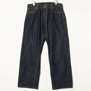 【1円スタート】EVISU エヴィスジーンズ Lot.2001 No.2 ルーズフィットデニムパンツ セルビッジ 赤耳 ボタンフライ カモメプリント 青 36