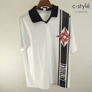 F060a [人気] METALLICA メタリカ サッカーシャツ 半袖 ホワイト グッズ | トップス G