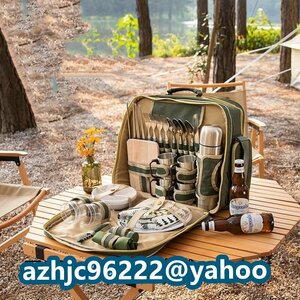 超人気☆多人食器セット 37セット キャンプ ピクニック 一式食器バッグ 携帯用多機能 保温バッグ